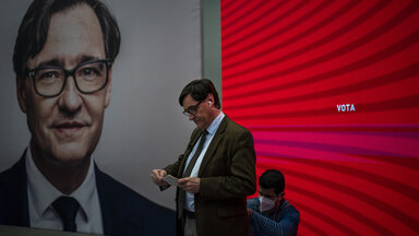 Salvador Illa in der Parteizentrale der katalanischen Sozialisten