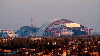 Die Glocke von Tschernobyl am Rande von Pripyat