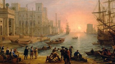 Claude Lorrain: Sea Port at Sunset (1639)