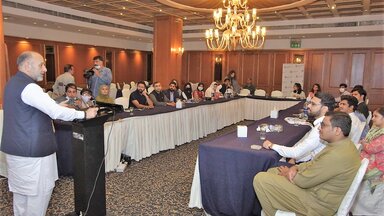 Syed Yawar Abbas Bukhari, Minister Social Welfare and Baitul-Mal, Punjab , giving concluding remarks to youth participants in Lahore.