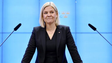 Die Vorsitzende der Sozialdemokratischen Partei, Magdalena Andersson bei einer Pressekonferenz. 