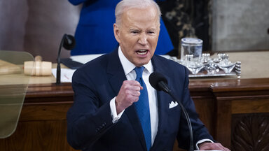 Der amerikanische Präsident Joe Biden bei seiner ersten Lage der Nation am 01. März 20022