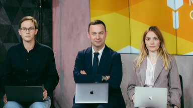 Bohdan Karkachev, Aleksey Matsuka und Lubov Rakovitsa, Kyiv, 2021