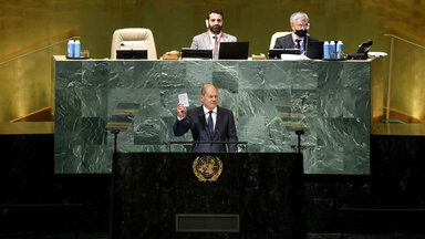 Bundeskanzler Olaf Scholz vor der UN-Vollversammlung in New York 