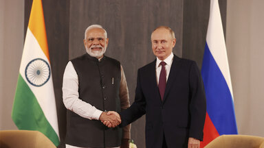 Der indische Premierminister Narendra Modi zusammen mit dem russischen Präsidenten Wladimir Putin 