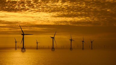 Windturbinen des Windparks Thorntonbank, eines Offshore-Windparks vor der belgischen Küste in der Nordsee