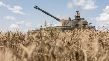 A Ukrainian soldier of the 72nd Brigade sits on a tank in the direction of Vuhledar village in Donetsk Oblast, Ukraine