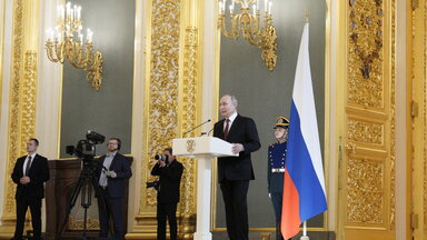 Der russische Präsident Wladimir Putin trifft sich mit seinen Wahlhelfern im Kreml in Moskau, Russland, am 20. März 2024.