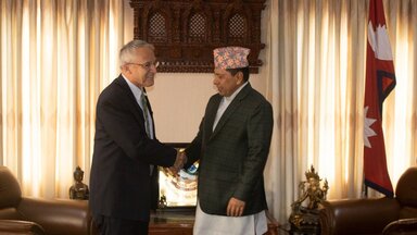 Ambassador of Israel to Nepal  Mr. Hanan Goder-Goldberger paid a courtesy call on Deputy Prime Minister and Minister for Foreign Affairs Narayan Kaji Shrestha. Various aspects of Nepal-Israel relations and cooperation were discussed on the occasion.