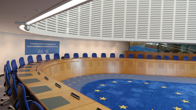 The courtroom in the European Court of Human Rights 