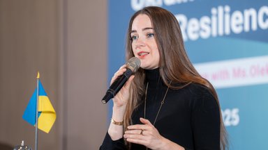 2022 Nobel Peace Laureate Ms. Oleksandra Matviichuk speaks at a public forum titled “Ukraine and Taiwan Experiences: The Resilience of Democracy”.