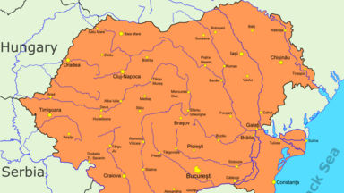 Map showing a potential union of Romania and Republic of Moldova, including Transnistria. 