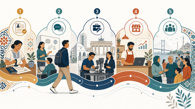 The migrant transition from obteining id to entrepenuer, to prosper