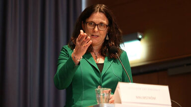Die wahre Heldin von Washington D. C.: EU-Handelskommissarin Cecilia Malmström. Hier bei einer Veranstaltung der Friedrich-Naumann-Stiftung für die Freiheit.