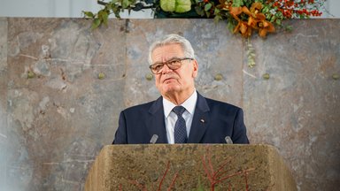 Joachim Gauck, Bundespräsident a.D., während seiner Dankesrede