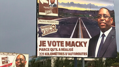 Wahlkampf im Senegal: In den Straßen der Hauptstadt Dakar ist der jetzige Präsident allgegenwärtig