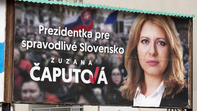 Das Wahlplakat von Zuzana Caputova für die Präsidentsschaftswahlen 2019 Slowakei.