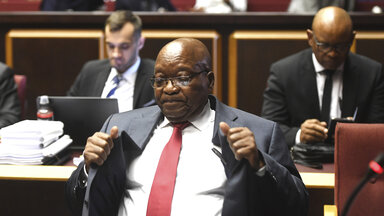 Jacob Zuma im Gerichtssaal in Pietermaritzburg in Süd Afrika.