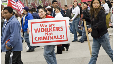 Migrantes en manifestación