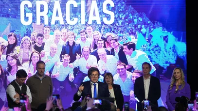 El presidente argentino Javier Milei habla tras su victoria en las elecciones parlamentarias en Buenos Aires, Argentina. 