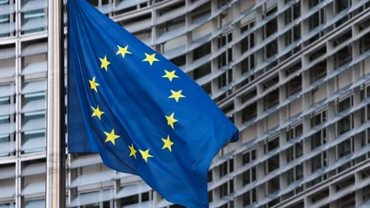 EU flag is seen in front of the European Comission Berlaymont building in Brussels