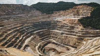 Mining Excavation On A Mountain