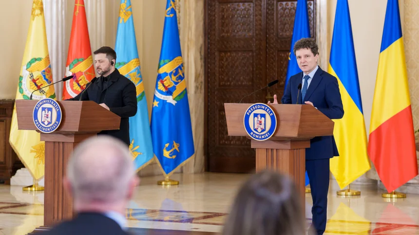 Romanian President Nicușor Dan, March 12, 2026, at Cotroceni Palace, in a joint press conference with Ukrainian President Volodymyr Zelenskyy.