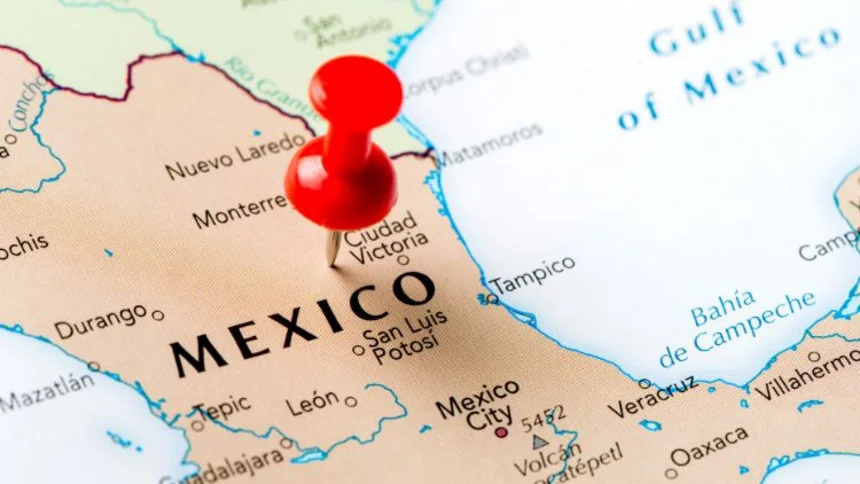 Mexico pointed out in a world map