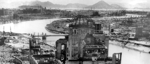 Handelskammer in Hiroshima nach Atombombe 2. Weltkrieg.